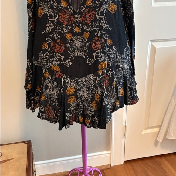 Free People Black Floral Long Sleeve Backless Dress - Picture 6 of 13